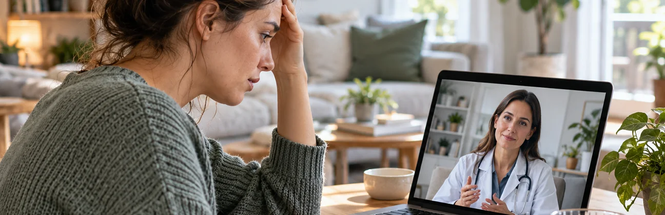 Person experiencing anxiety symptoms while discussing support and treatment options with an Australian healthcare professional